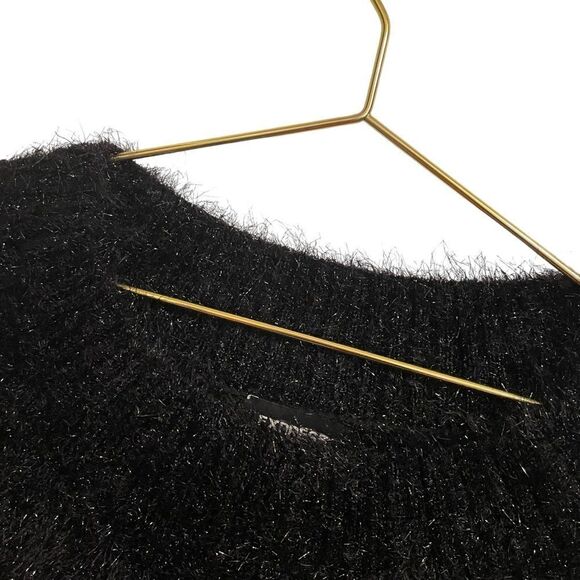 Express Black Boatneck Eyelash Sweater Size SP - Picture 3 of 9